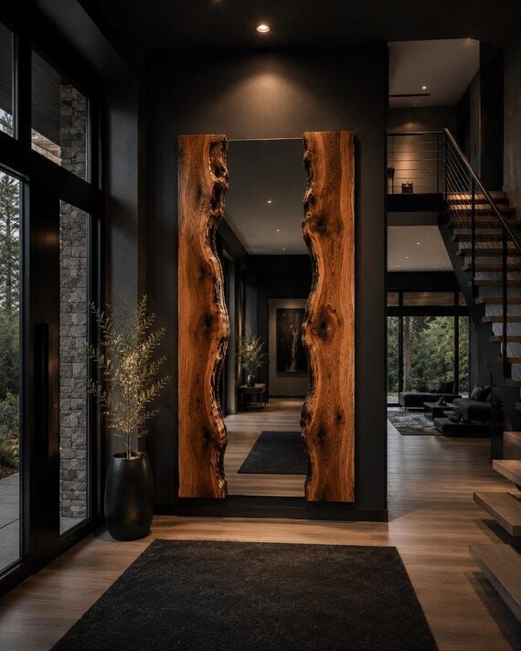 Full Length Live Edge Walnut Mirror, Large Fl...
