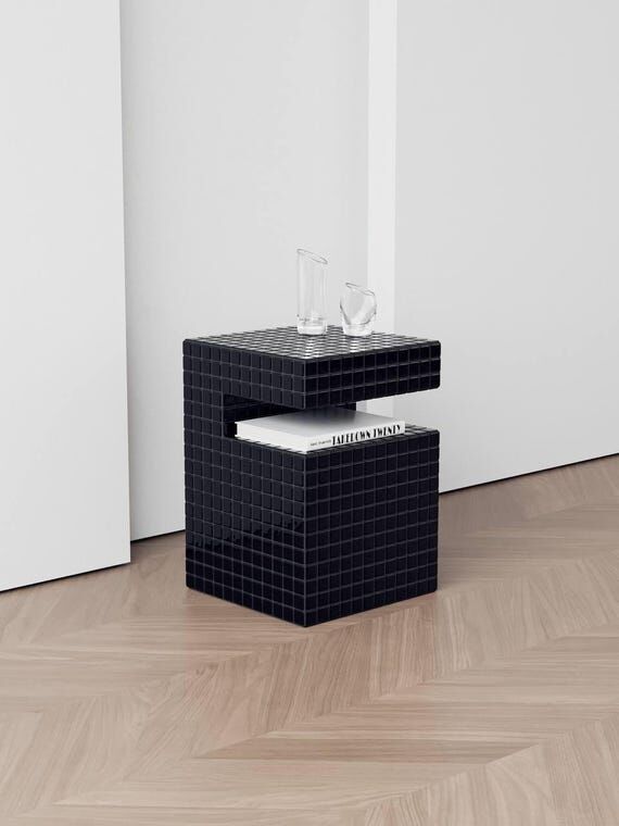 Tiled black table. Bedside table. End table....