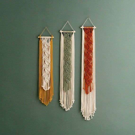 Vertical Narrow Leaves Art, Macrame Wall Art,...