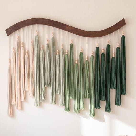 Arcadia Wall Art Tassel Hanging on Curved Woo...