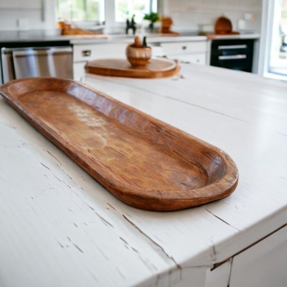Extra Large Hand Carved Dough Bowl: Rustic Fa...