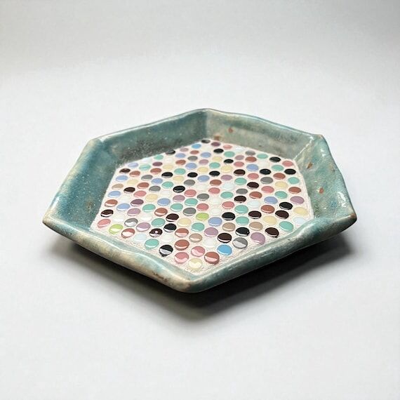Handmade Ceramic Hexagon Tray: Mosaic Slab Bu...