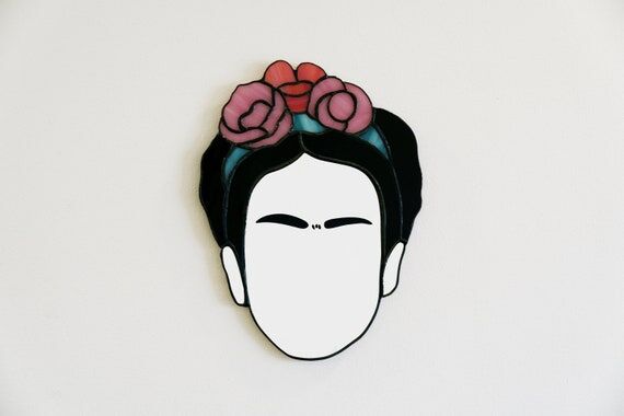 Handmade Frida Kahlo Stained Glass Mirror, Bo...