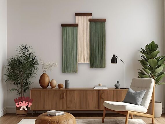 Nordic Retro Wall Hanging – Handwoven Cotto...