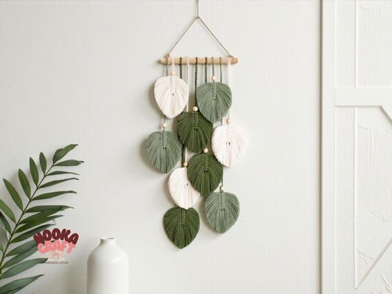 Green Leaf Macrame Wall Hanging | Nordic Mode...