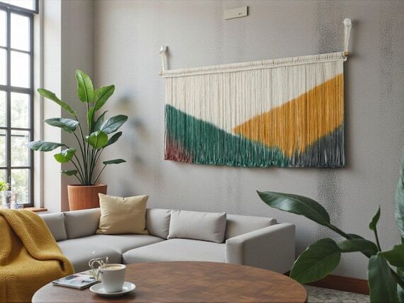 Nordic Large Style Wall Hanging | Hand-Dyed W...