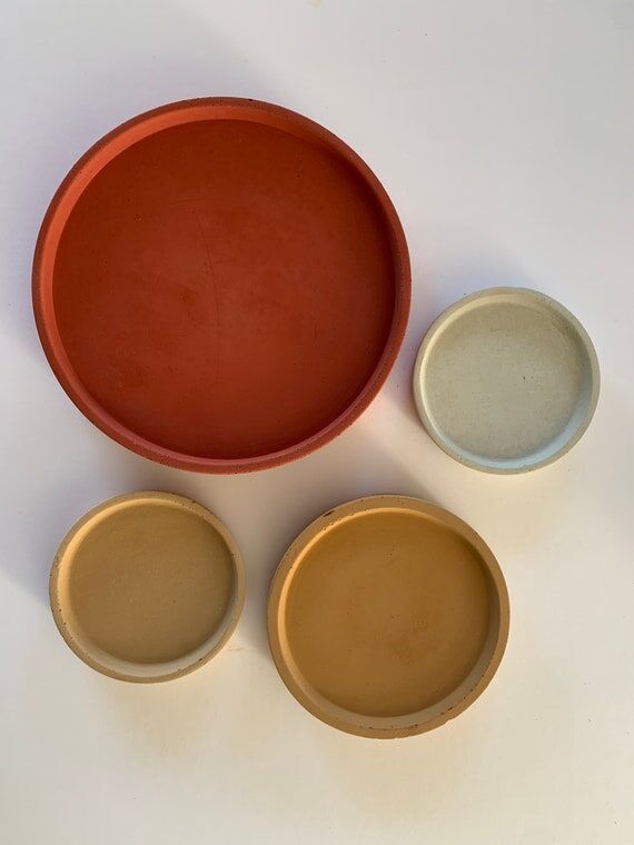 Minimalist Concrete Plant Saucer: Boho Desert...