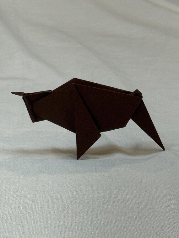 Handmade Origami Bull – Detailed Paper Scul...