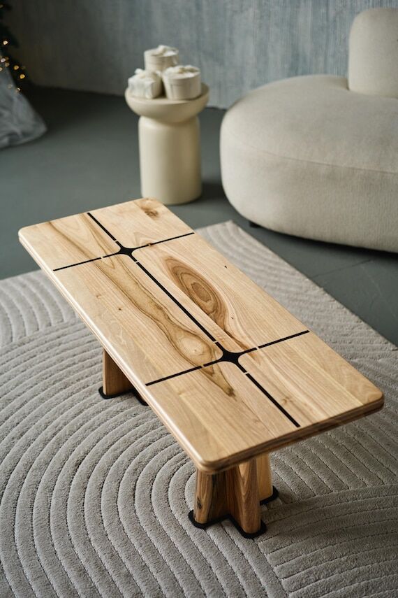 Rectangular Walnut Coffee Table, Epoxy Resin ...