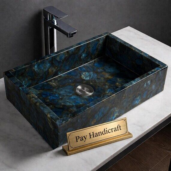 Iridescent Labradorite Crystal Vessel Sink,Ha...