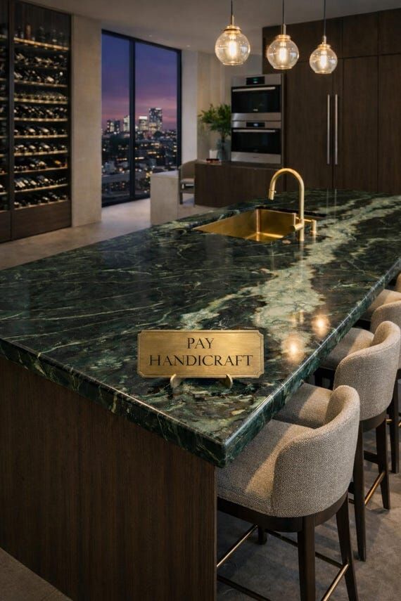 Belvedere Stone Countertop | Custom Dark Gree...