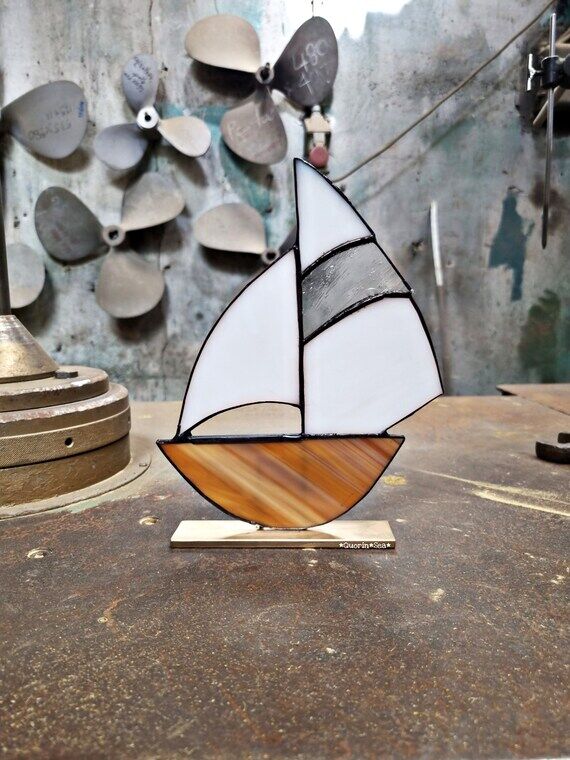 Aegean sea-Stained glass boat...