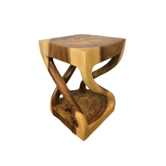 Acacia Wood Pillar Twist Stool 12 (No Social Media) 12 (No Social Media) 18 i...