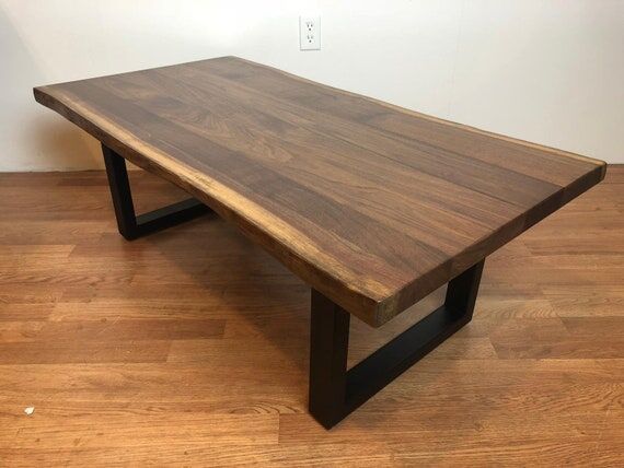 Live Edge Walnut Wood Slab Coffee Table with ...