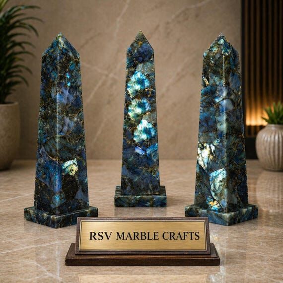 Labradorite Obelisk Pair Deep Blue Crystal To...