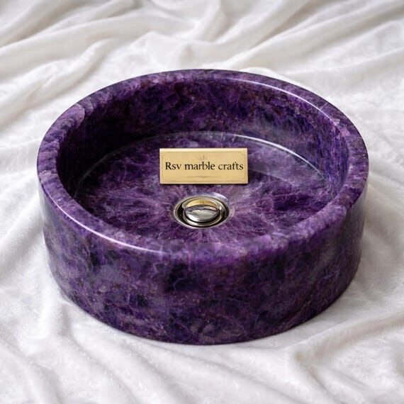 Custom Purple Amethyst Vessel Sink | Luxury N...