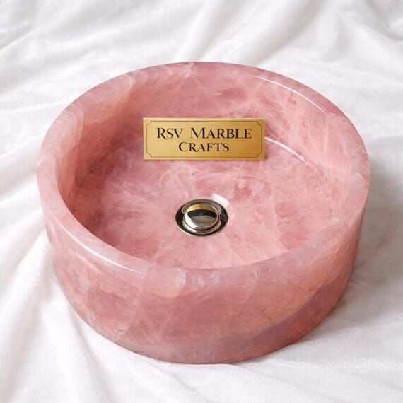 Luxury Rose Quartz Vessel Sink | Handmade Nat...
