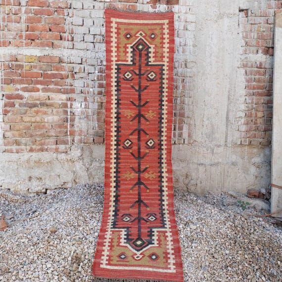 Handwoven Wool Jute Runner Rug, Boho Hallway ...