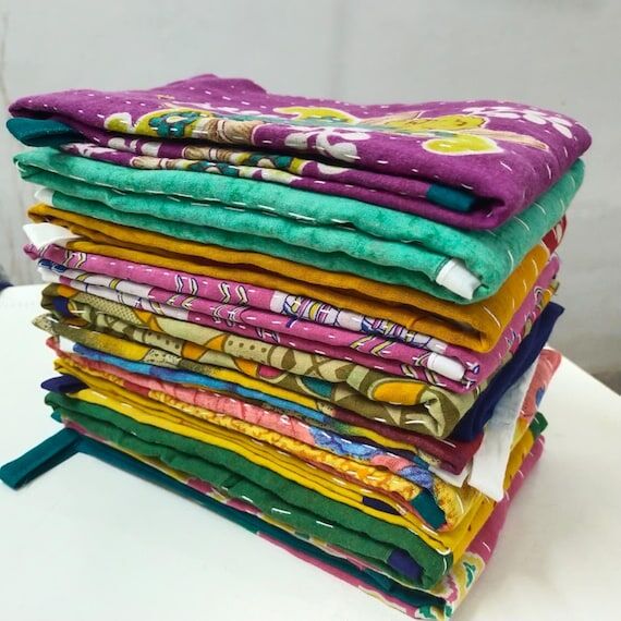 Exquisite Handmade Kantha Kitchen Towels - Se...