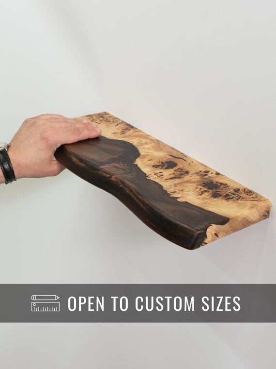 Brown Epoxy Wall Shelf – wooden floating sh...