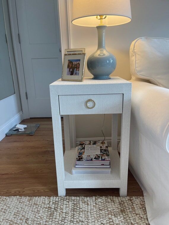 Grasscloth End Table, Nightstand, Bedside Tab...