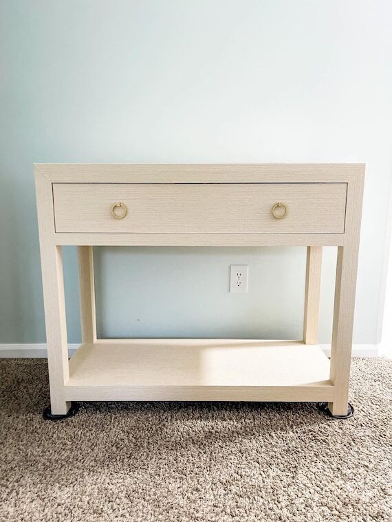 Custom Linen Wrapped Console Table, Modern Co...