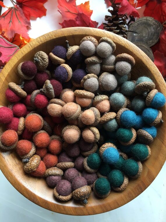 Wool Felted Acorns - Harvest Color Collection...