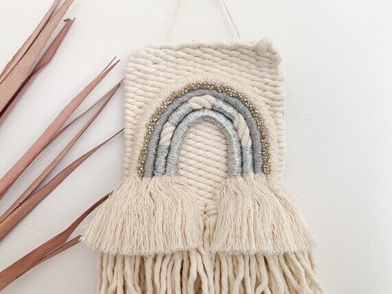 Silver Rainbow Wall Hanging // Fiber Rainbow...