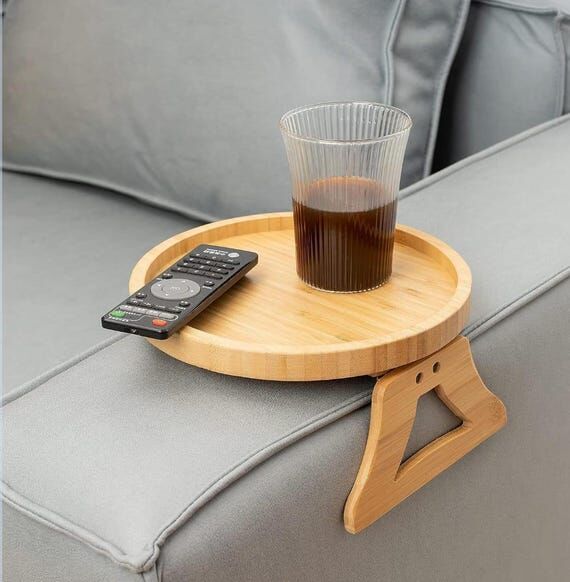 Wooden Sofa Arm Tray Table, Bamboo Couch Armr...