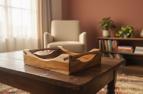 Handcrafted Wood Tray for Home Decor - Rustic...
