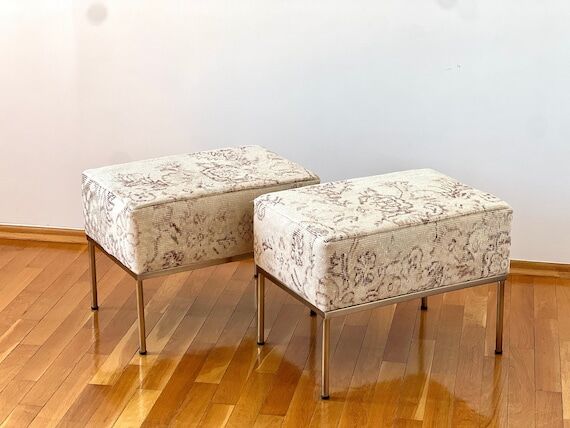 Vintage Turkish Kilim Bench: Handmade Ottoman...