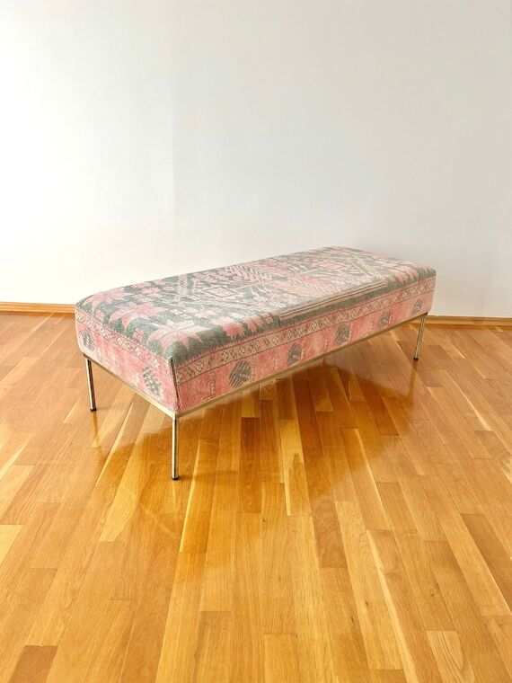 Vintage Kilim Bench, Ottoman Bench, Living Ro...