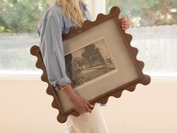 Curved Edge Walnut Picture Frame | Handmade S...