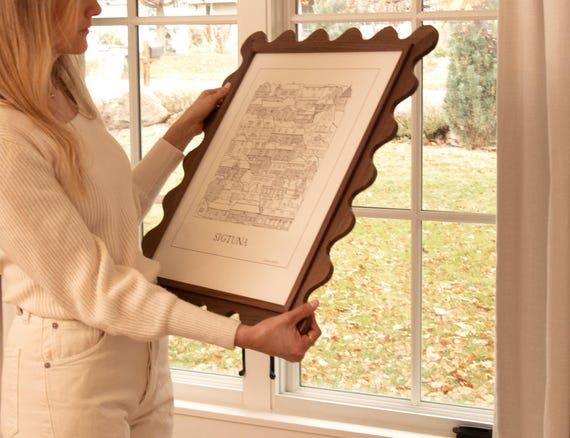 Handcrafted Scalloped Walnut Frame - Rustic H...