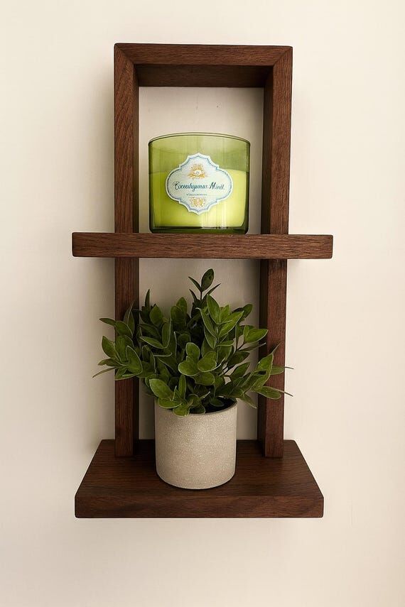 Handcrafted Hardwood Floating Wall Shelf: Mod...