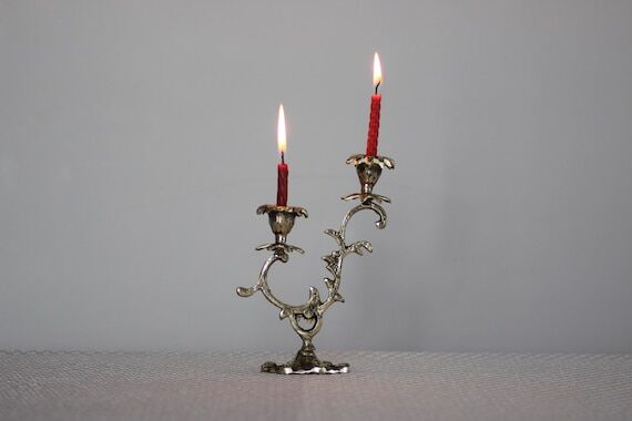 Brass Candelabra Vintage 2-Arm, Antique Style...
