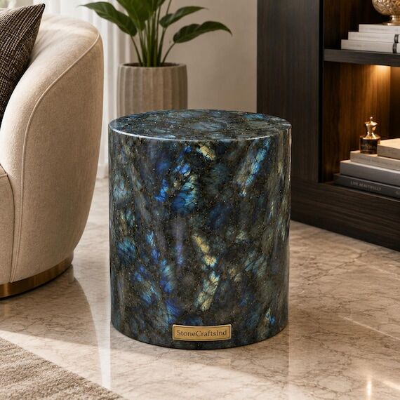 Natural Labradorite Round Side Table – Hand...