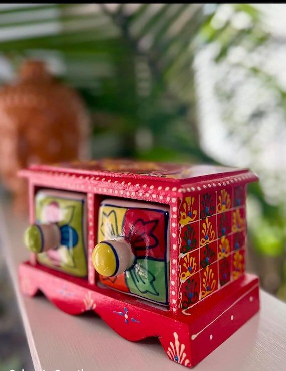 Wooden Jewelry Box, Handcrafted Vintage Keeps...