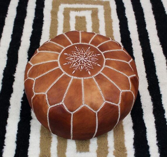 Ottoman footstool leather Pouf, leather pouf ...