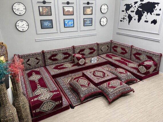 U Shape Floor Sofa Seating; Arabic Majlis Cus...