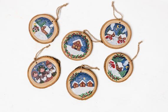 Christmas wooden toy set, hand painted wood s...