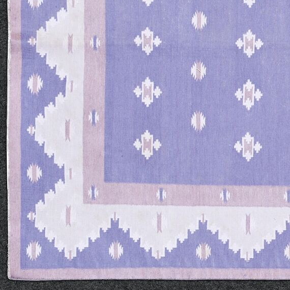 Handmade Cotton Area Rug, Purple Flat Weave N...