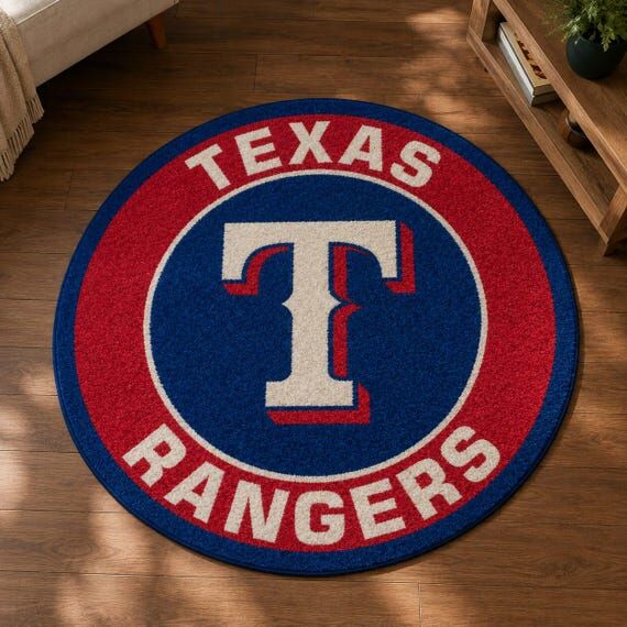 Texas Rangers Baseball Rug, Hand Tufted Sport...