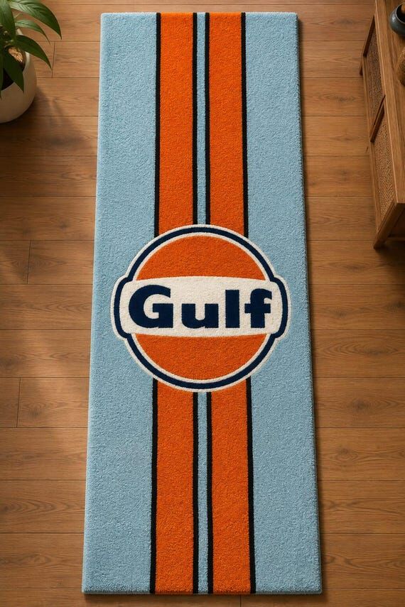 Hand Tufted Runner Rug, Retro Racing Stripe R...