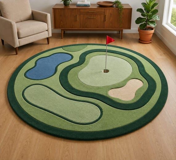 Hand Tufted Golf Rug, Putting Green Rug, Golf...