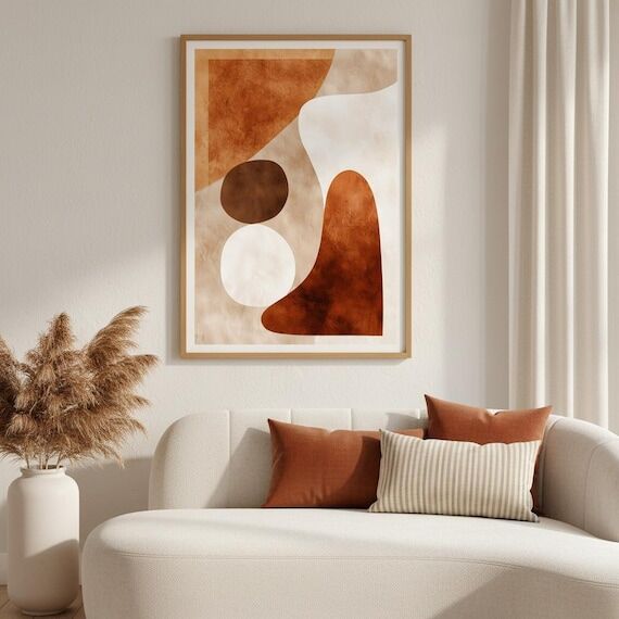 Warm Earth Tone Wall Art Print | Abstract Org...