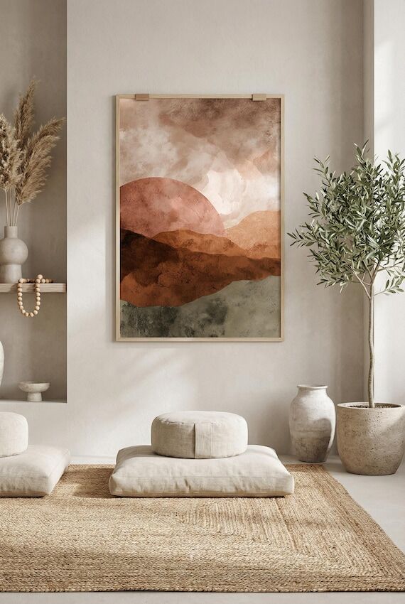 Abstract Desert Landscape Print, Premium Terr...