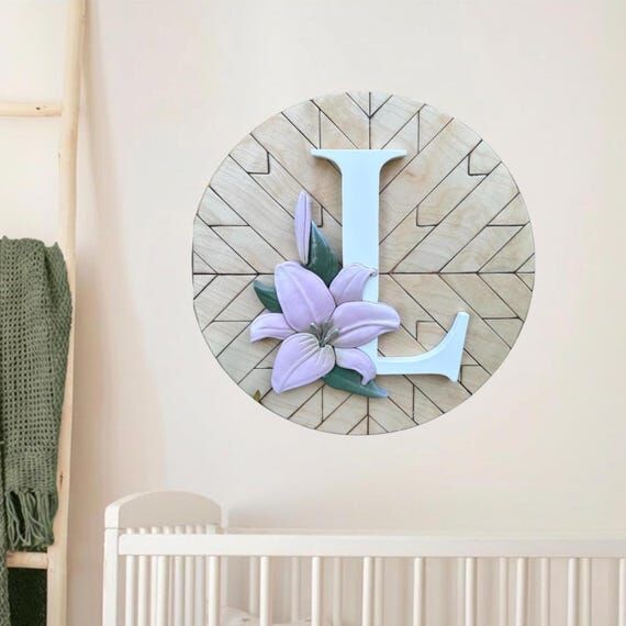 Floral Monogram for Nursery Custom Name Sign ...