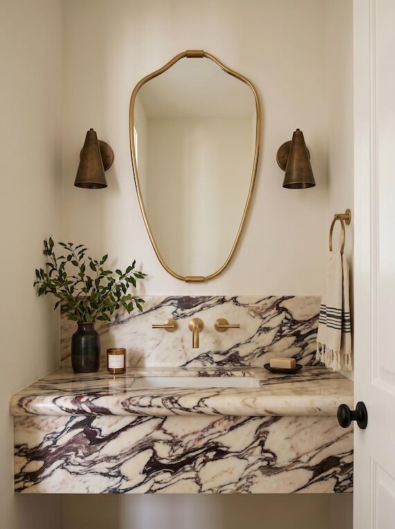 Italian Style Vanity Mirror – Gold Brass F...