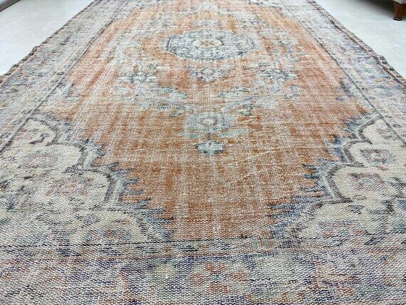 5.6x9.1 ft, Handmade Oushak Wool Area Rug, Vi...